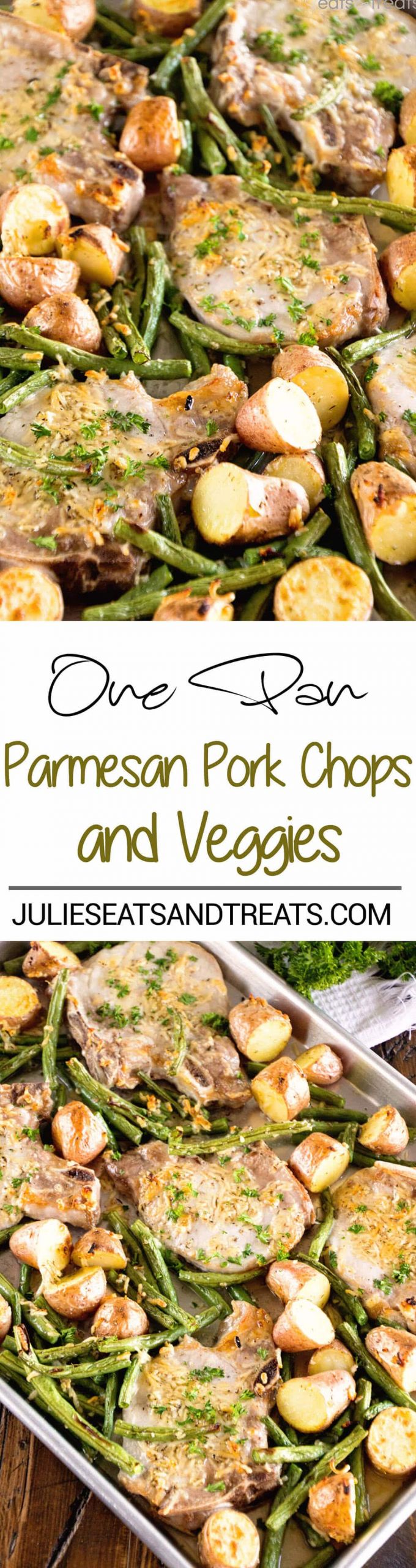 One Pan Pork Chops And Roasted Vegetables
 Easy Pork Chop Recipe with Parmesan Pork Chops Julie s