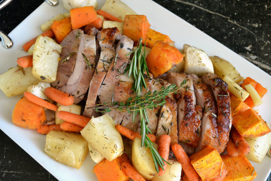 One Pan Pork Chops And Roasted Vegetables
 Pork Loin Roast With Roasted Root Ve ables Recipe
