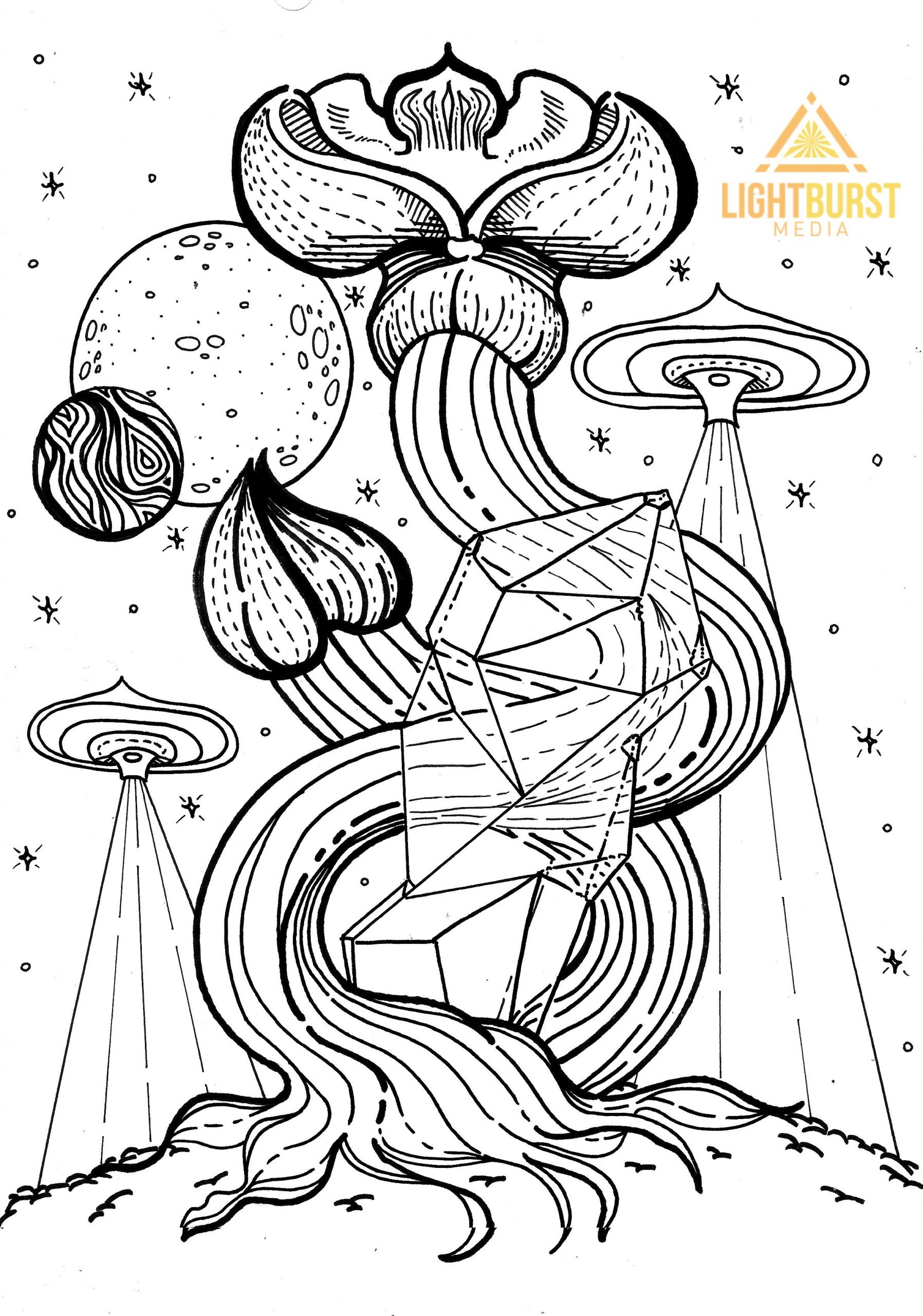 Online Coloring Books For Adults
 Free Coloring Page from Space Dreams Sci Fi Adult