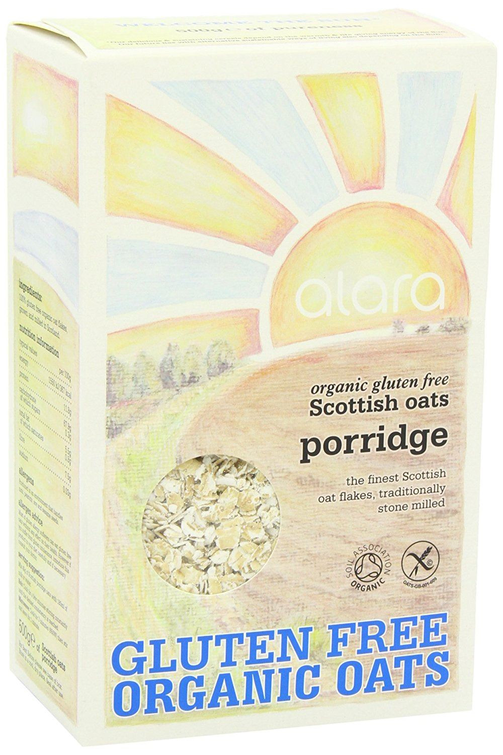Organic Gluten Free Oats
 Alara Scottish Oats Porridge Flakes Organic Gluten Free 500 g