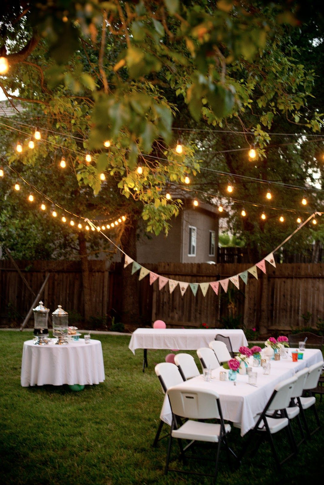 Outdoor Engagement Party Ideas
 Backyard Birthday Fun Pink Hydrangeas Polka Dot Napkins
