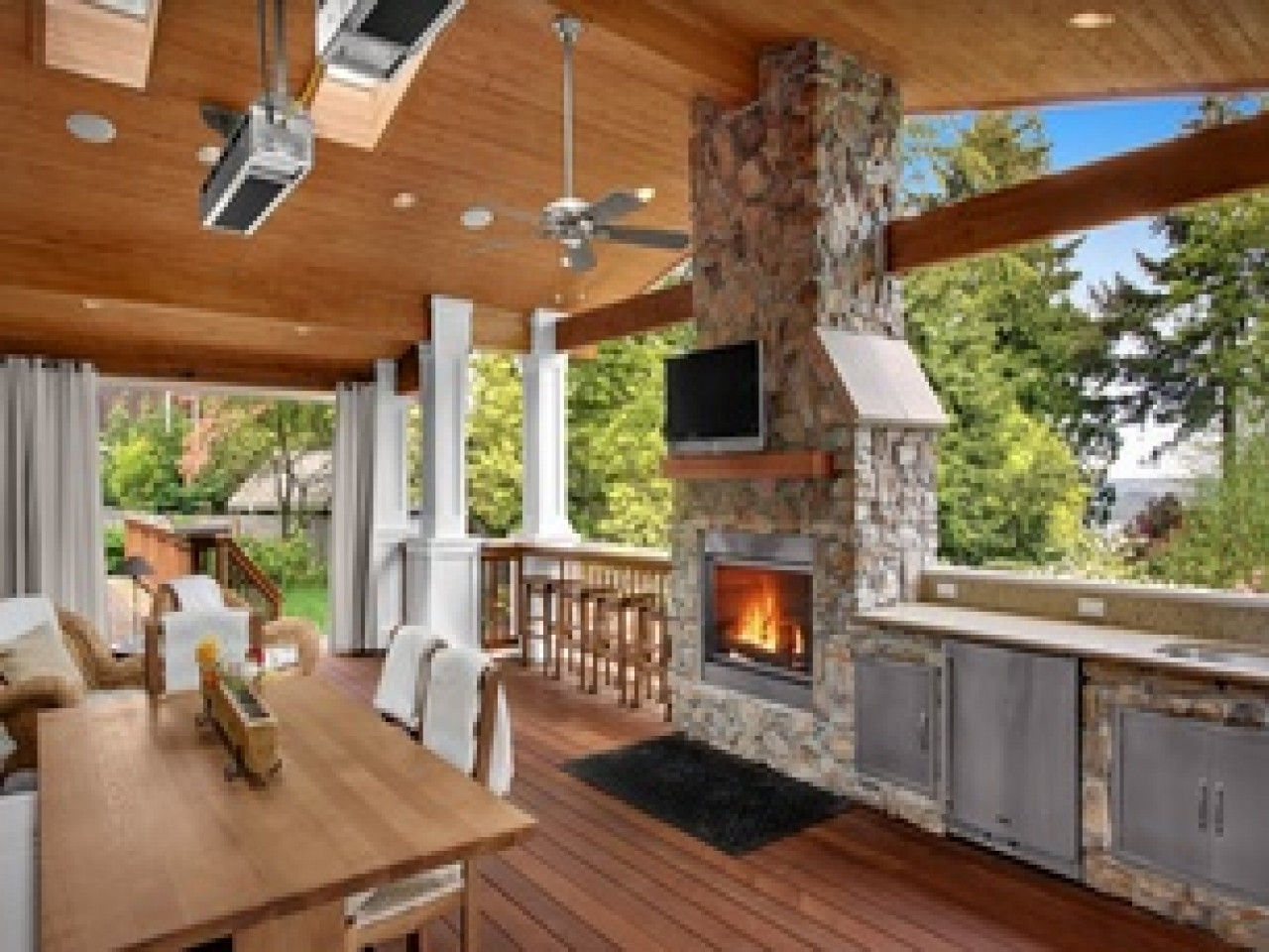 Outdoor Kitchen Designs With Fireplace
 Indoor porches outdoor kitchen designs with fireplace