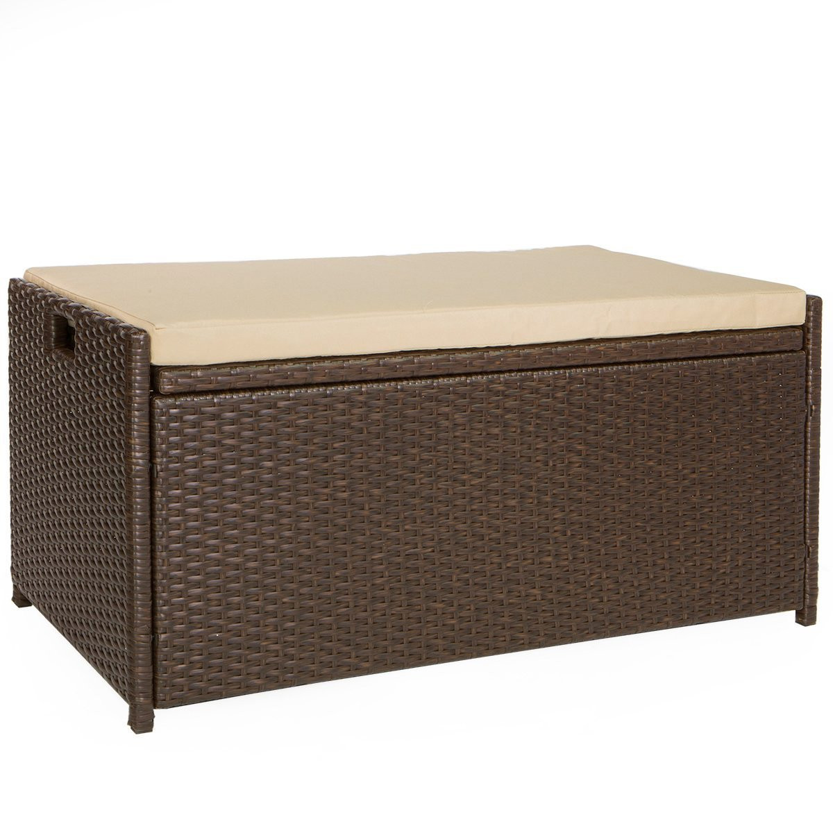 Outdoor Storage Bench With Cushion
 Victoria Young Resin Wicker Deck Box Storage Bench