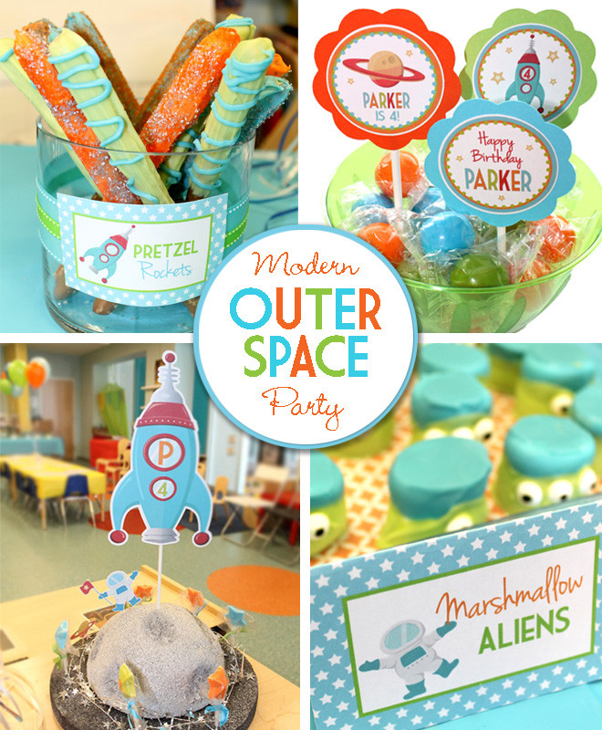 Outer Space Birthday Party
 Modern Outer Space Birthday Party Celebration Lane