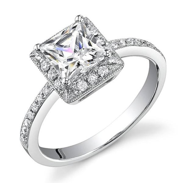 Overstock Diamond Rings
 18k Gold 3 4ct TDW Princess Diamond Halo Engagement Ring