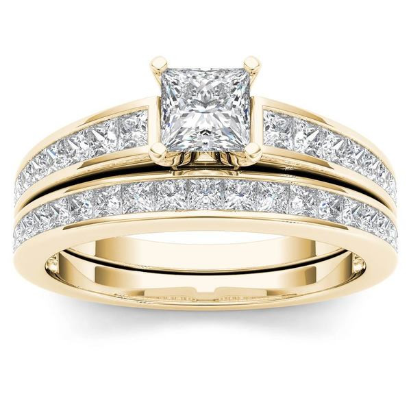 Overstock Diamond Rings
 Shop De Couer 14K Yellow Gold 1ct TDW Princess Cut Diamond