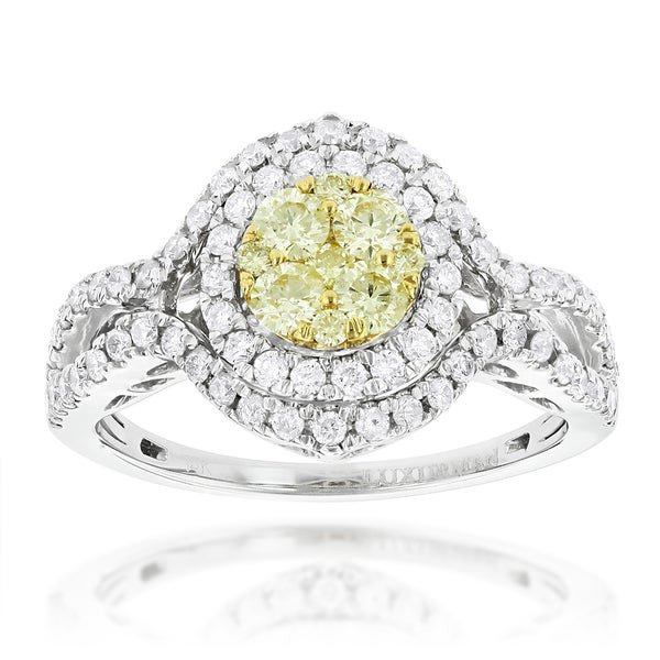Overstock Diamond Rings
 Shop Luxurman 14k Gold 1 1 6ct TDW White Yellow Diamond