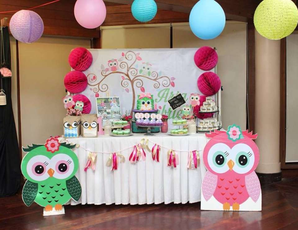 Owl Baby Shower Decorations Party City
 Owl Birthday "Aria Gabrielle s Owl Party"