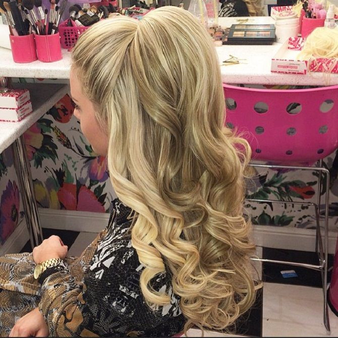 Pageant Hairstyles For Long Hair
 Half up a pony and half down hairstyle with weave