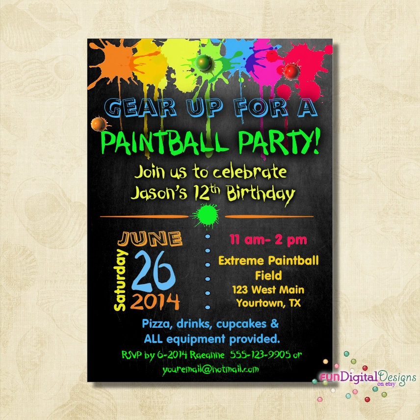 Paintball Birthday Invitations
 Birthday Paintball Party Invitation Birthday Party Boys