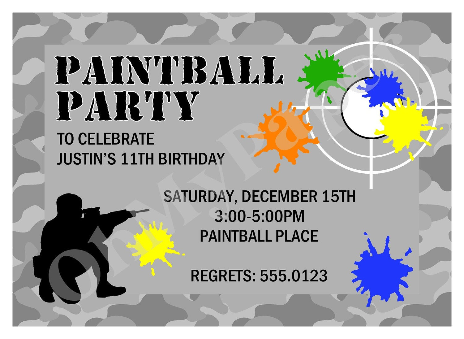 Paintball Birthday Invitations
 Paintball Party Invitations