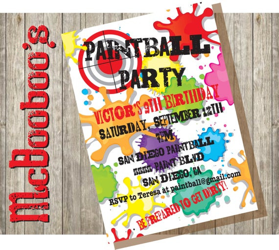Paintball Birthday Invitations
 Paintball Birthday Party Invitations