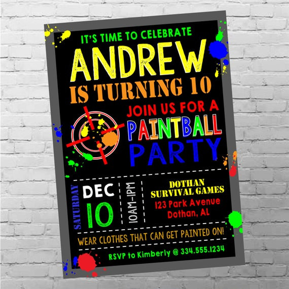 Paintball Birthday Invitations
 Paintball Birthday Invitation Paintball Invitation