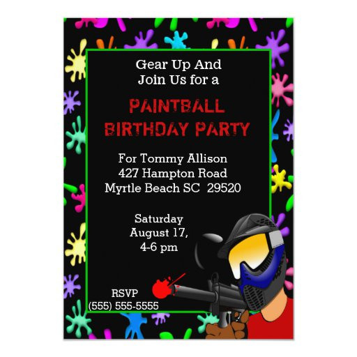 Paintball Birthday Invitations
 Paintball Birthday Party Invitation