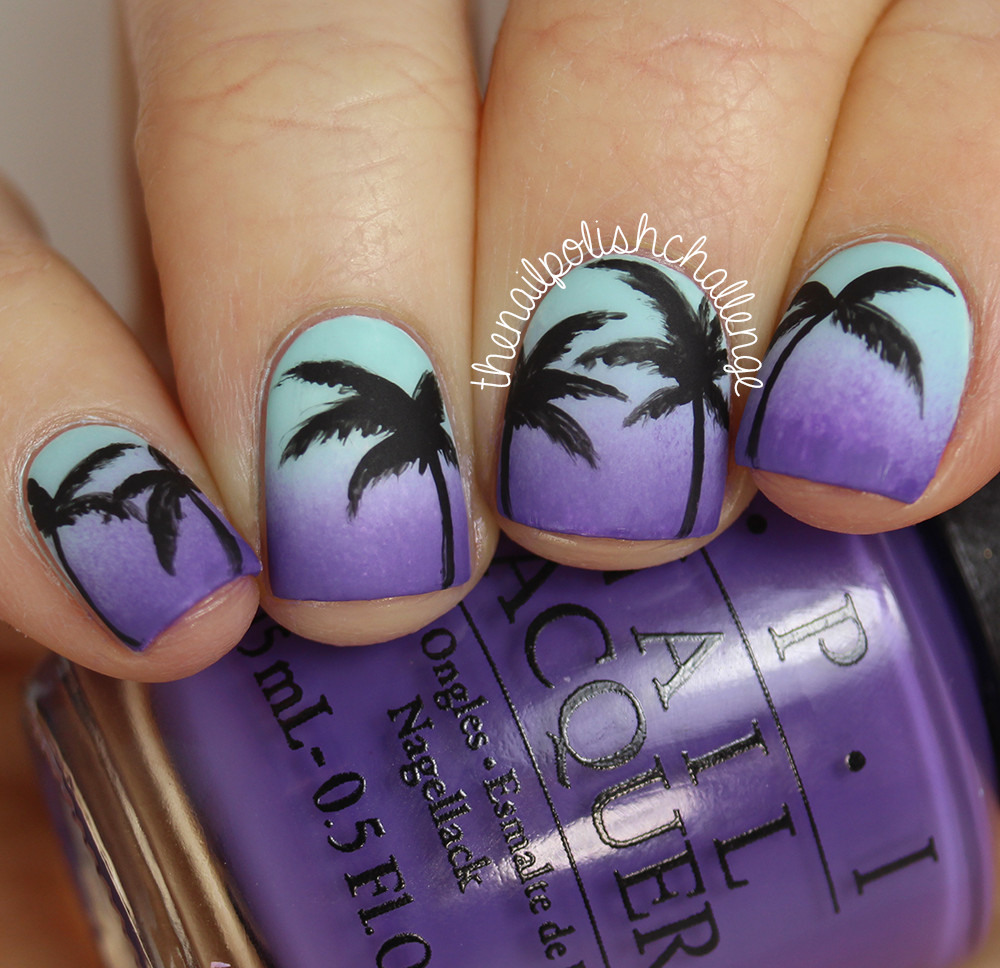 Palm Tree Nail Designs
 Kelli Marissa Inspired Sunset Gra nt Palm Tree Nail Art