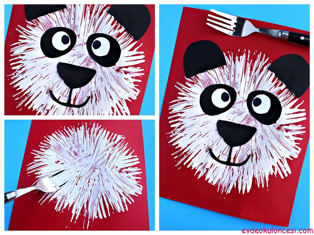 Panda Crafts For Preschoolers
 Çatal Baskısı ile Panda Sanat Etkinlikleri