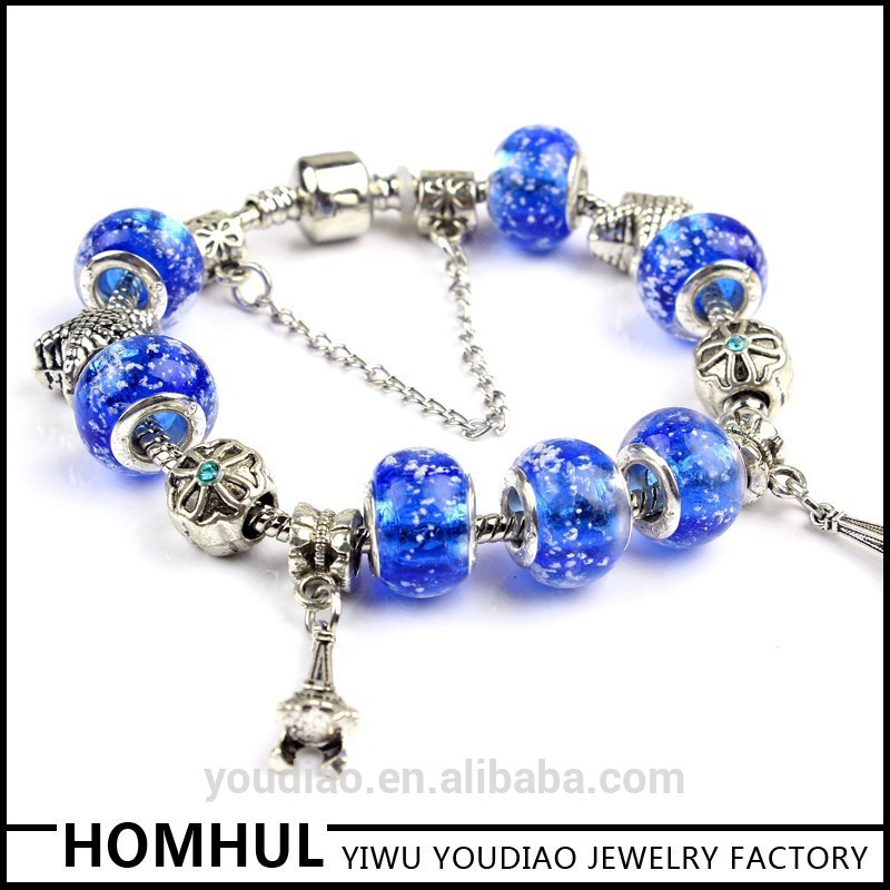 Pandora Charm Bracelet Sale
 2015 Hot Sale Charm Bracelet With Blue Murano Glass Beads