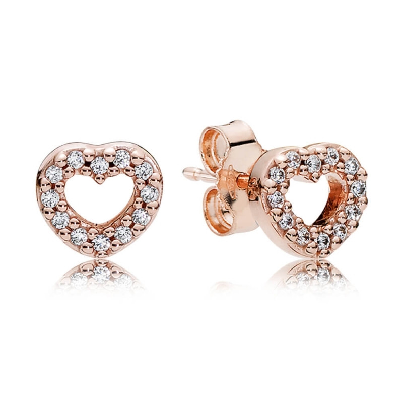 Pandora Heart Earrings
 PANDORA Rose Captured Hearts Stud Earrings CZ