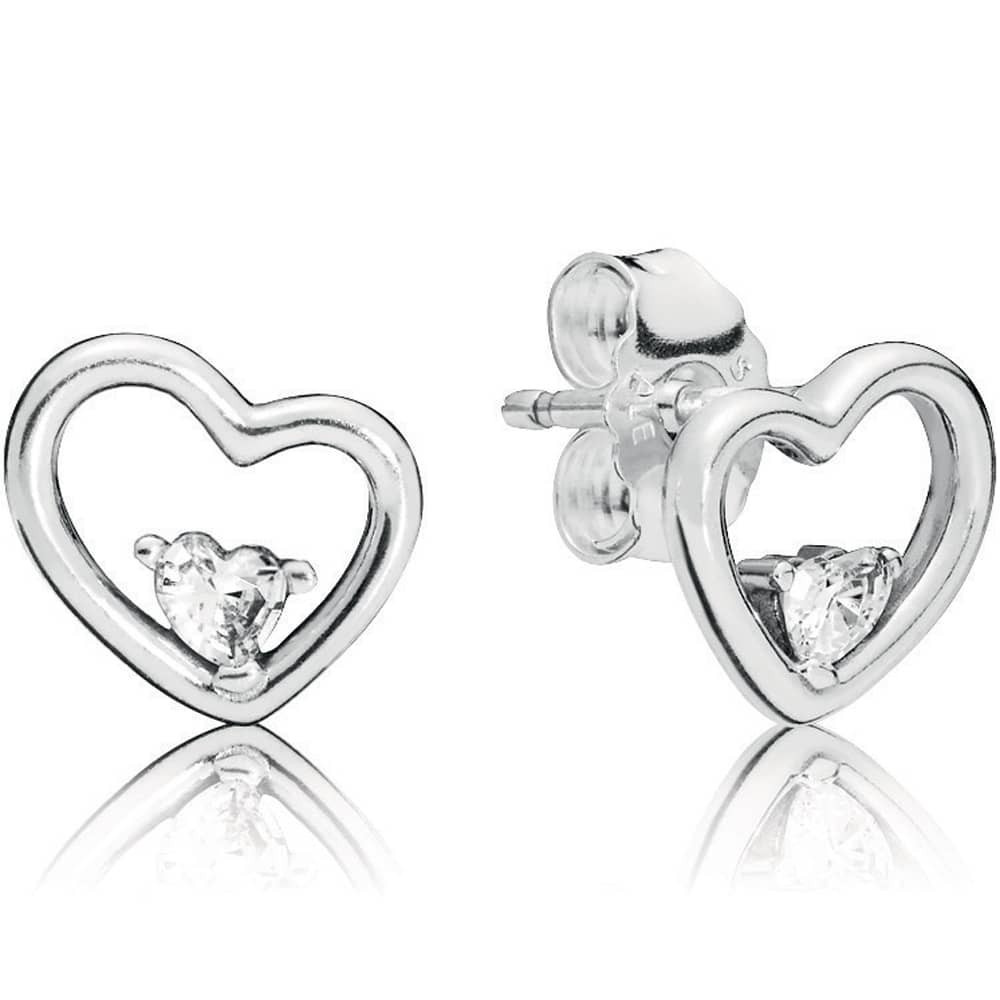 Pandora Heart Earrings
 Pandora Asymmetric Hearts Love Stud Earrings CZ
