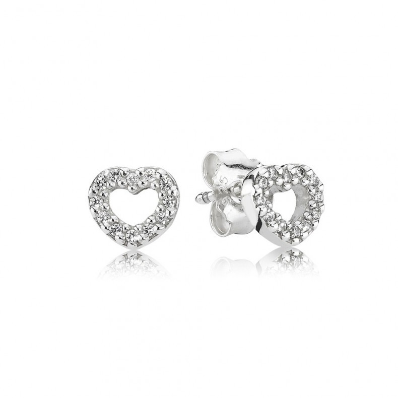 Pandora Heart Earrings
 PANDORA sparkling cut out heart stud silver earrings SWAG