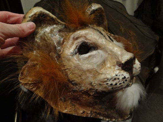 Paper Mache Masks DIY
 Animal head mask paper mache lion mask lion by MiesmesaBerni