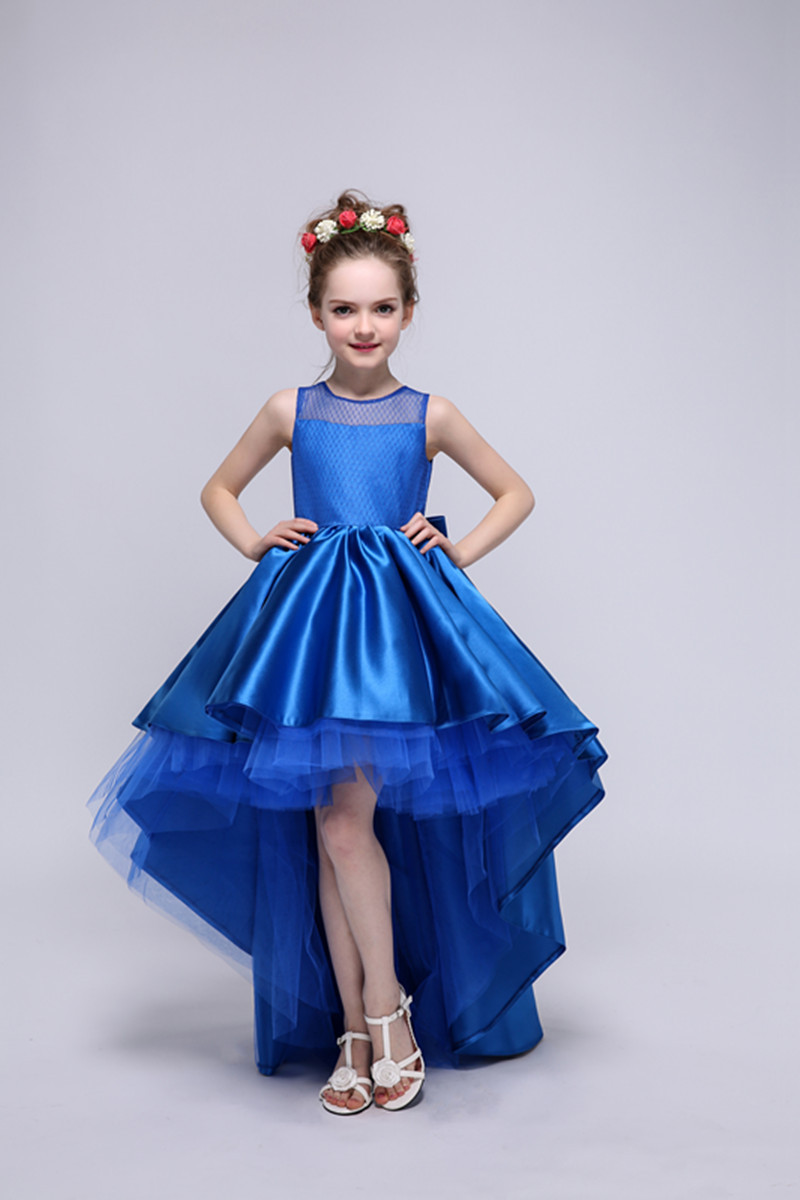 Party Dresses For Kids
 Satin Flower Girls Dresses For Wedding Gowns Blue Girl