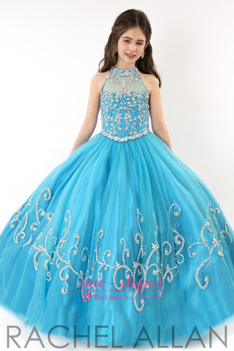 Party Dresses For Kids
 Girls Pageant Dress 2015 New Lovely Blue Ball Gown Kids