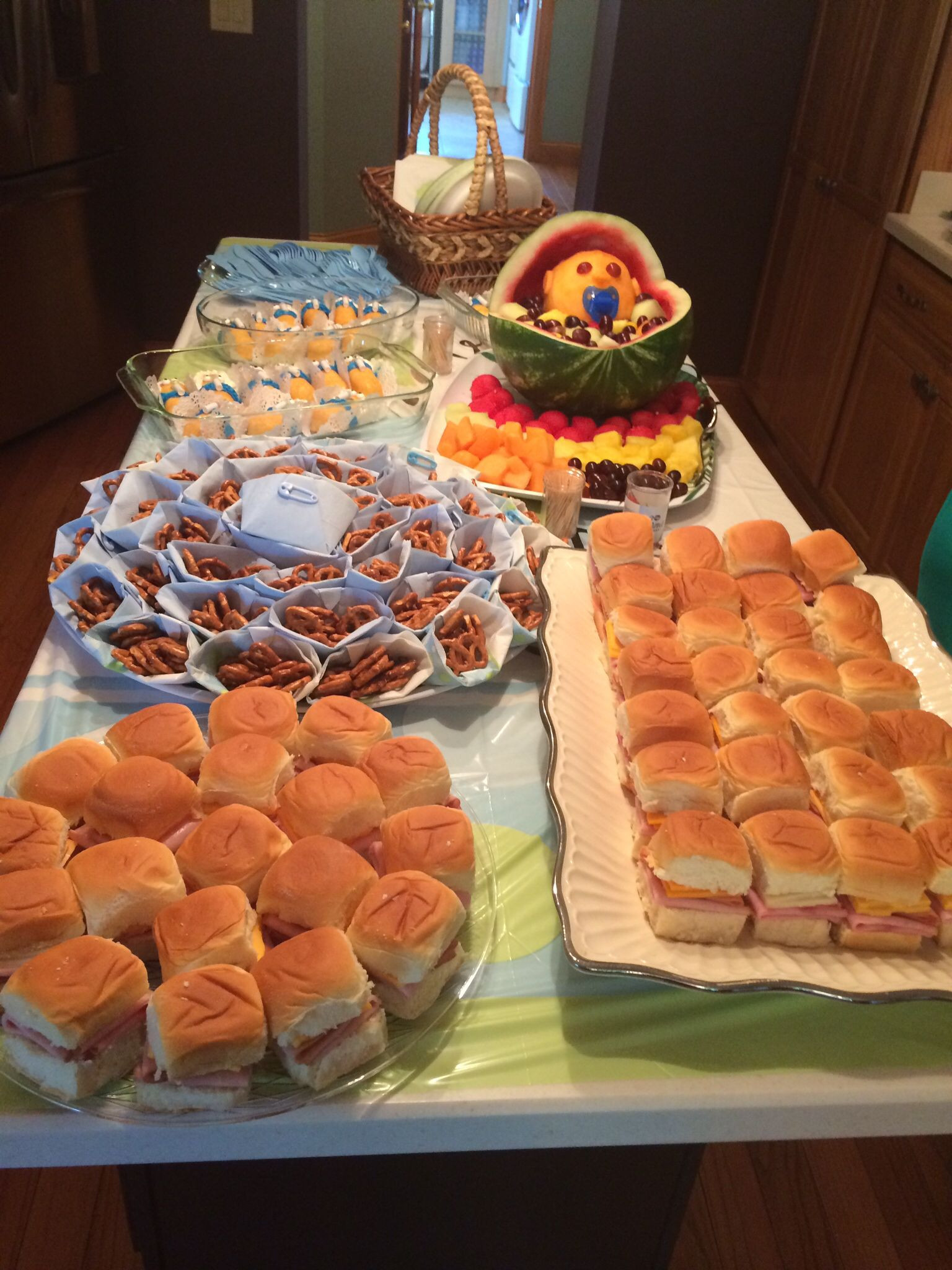 Party Food Ideas For Baby Shower
 Baby Shower food on a bud Sandwiches on Hawaiian rolls