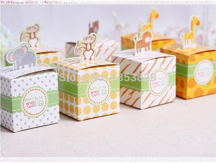 Party In A Box Baby Shower
 Free Shipping 60PCS Baby Shower Favors Box Safari Animal