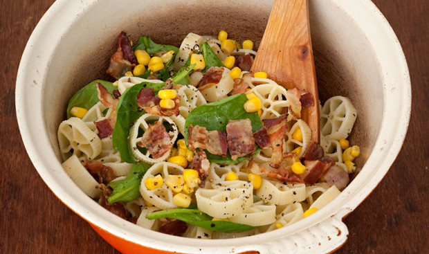 Pasta Recipes For Baby
 Pasta with sweetcorn pancetta and baby spinach
