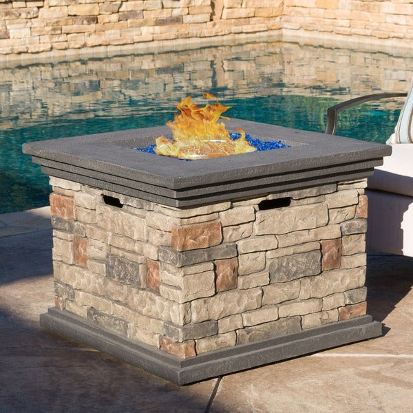 Patio Fire Pit Propane
 Chesney 32 inch Outdoor Square Propane Fire Pit with Lava