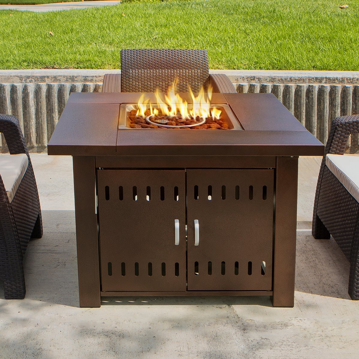 Patio Fire Pit Propane
 NEW Outdoor Fire Pit Square Table Firepit Propane Gas Fire