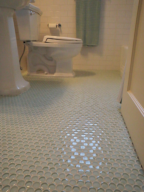 Penny Round Tile Bathroom Floor
 1940 3 bath room up date with glass penny round floor and