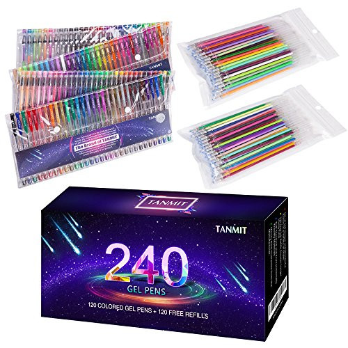 Pens For Adult Coloring Books
 Tanmit 240 Gel Pens Set 120 Colored Gel Pen plus 120