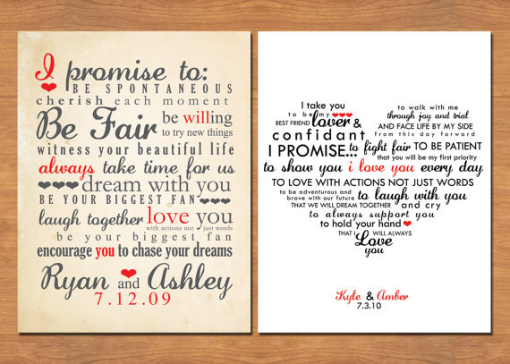 Personal Wedding Vow Examples
 Wedding Vow Keepsake What Would Yours Say