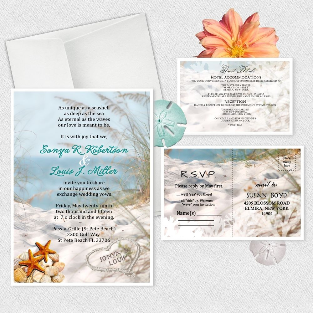 Personalised Wedding Invitations
 Ocean Theme Wedding Invitations Personalized BEACH Bridal