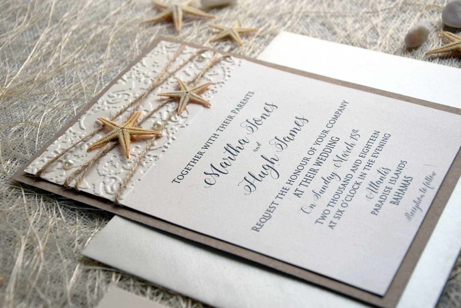 Personalised Wedding Invitations
 Beach Wedding Invitation Card Custom Invitations Embossed
