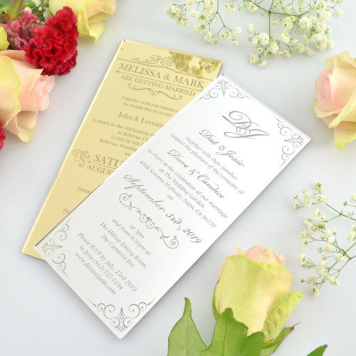 Personalised Wedding Invitations
 Engraved Mirror Acrylic Wedding Invitations