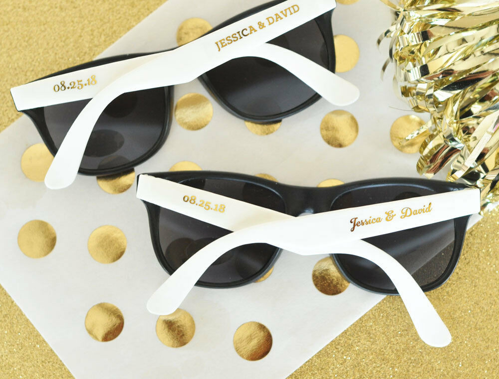 Personalized Sunglasses Wedding Favors
 Personalized Sunglasses Black or Pink Metallic Gold