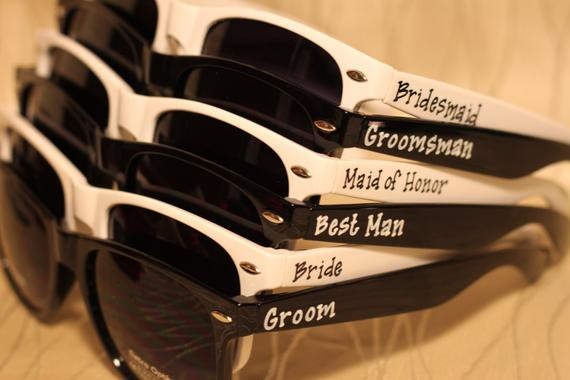 Personalized Sunglasses Wedding Favors
 Set of Wedding favor personalized Black White bo sunglasses