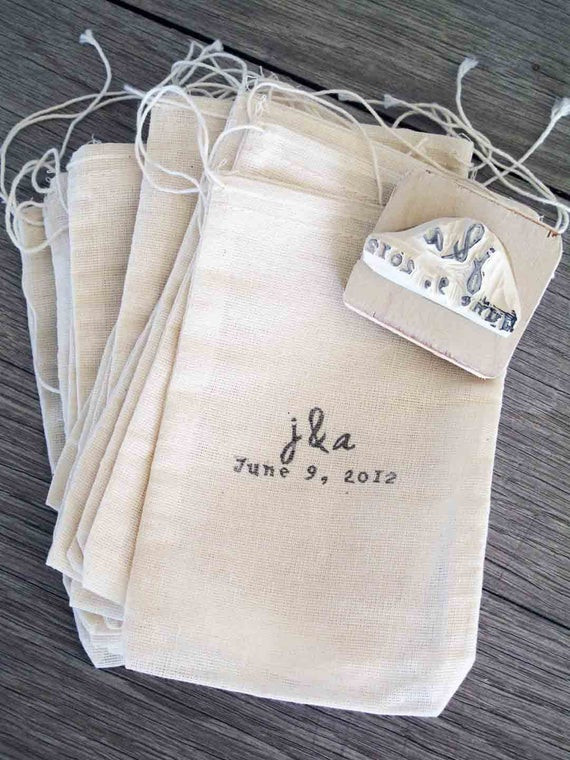 Personalized Wedding Favor Bags
 Custom Wedding Favor Bags and Rubber Stamp Set of 100 bags
