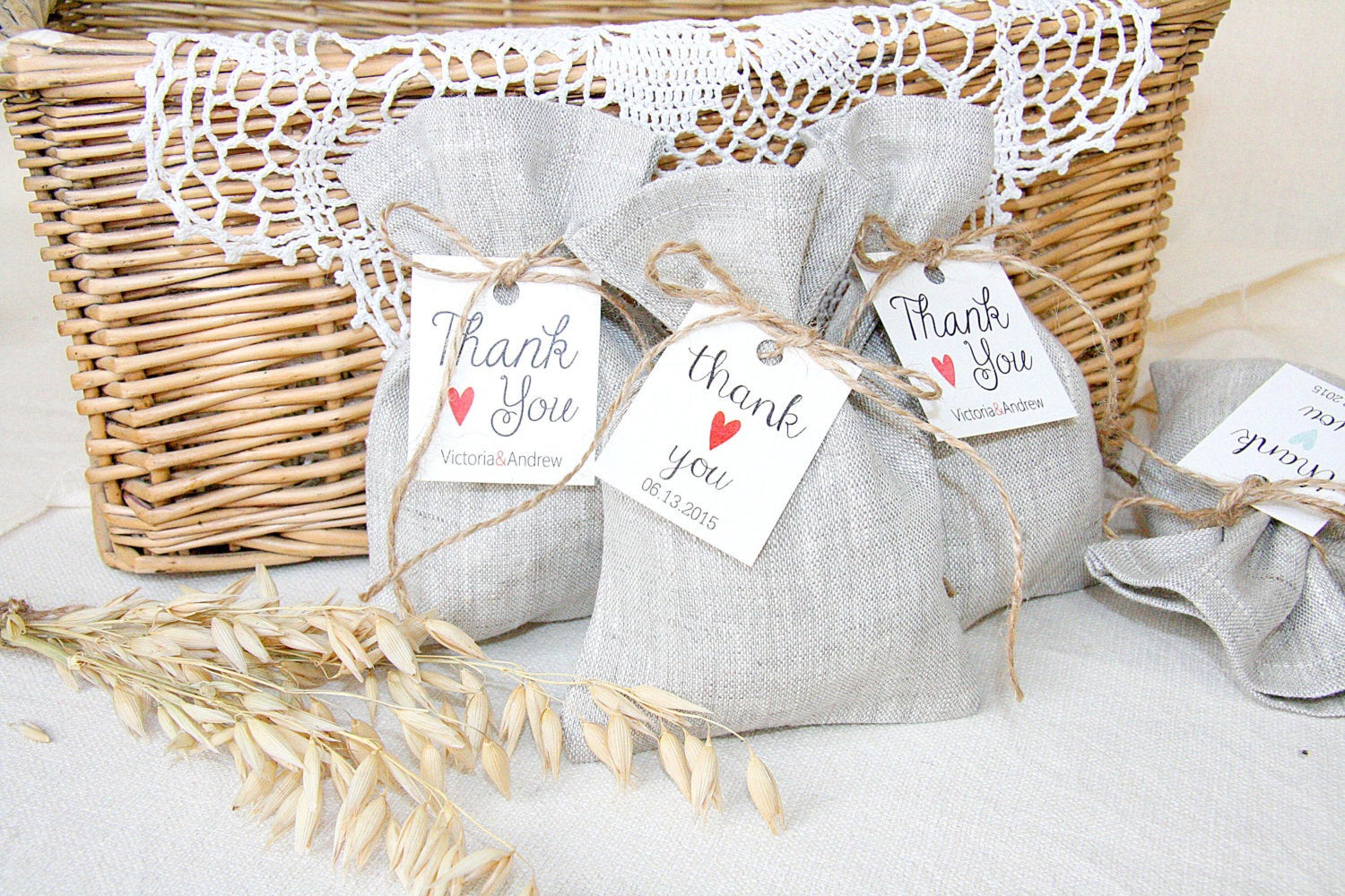 Personalized Wedding Favor Bags
 Personalized Linen Favor Bag Wedding Gift Bags by