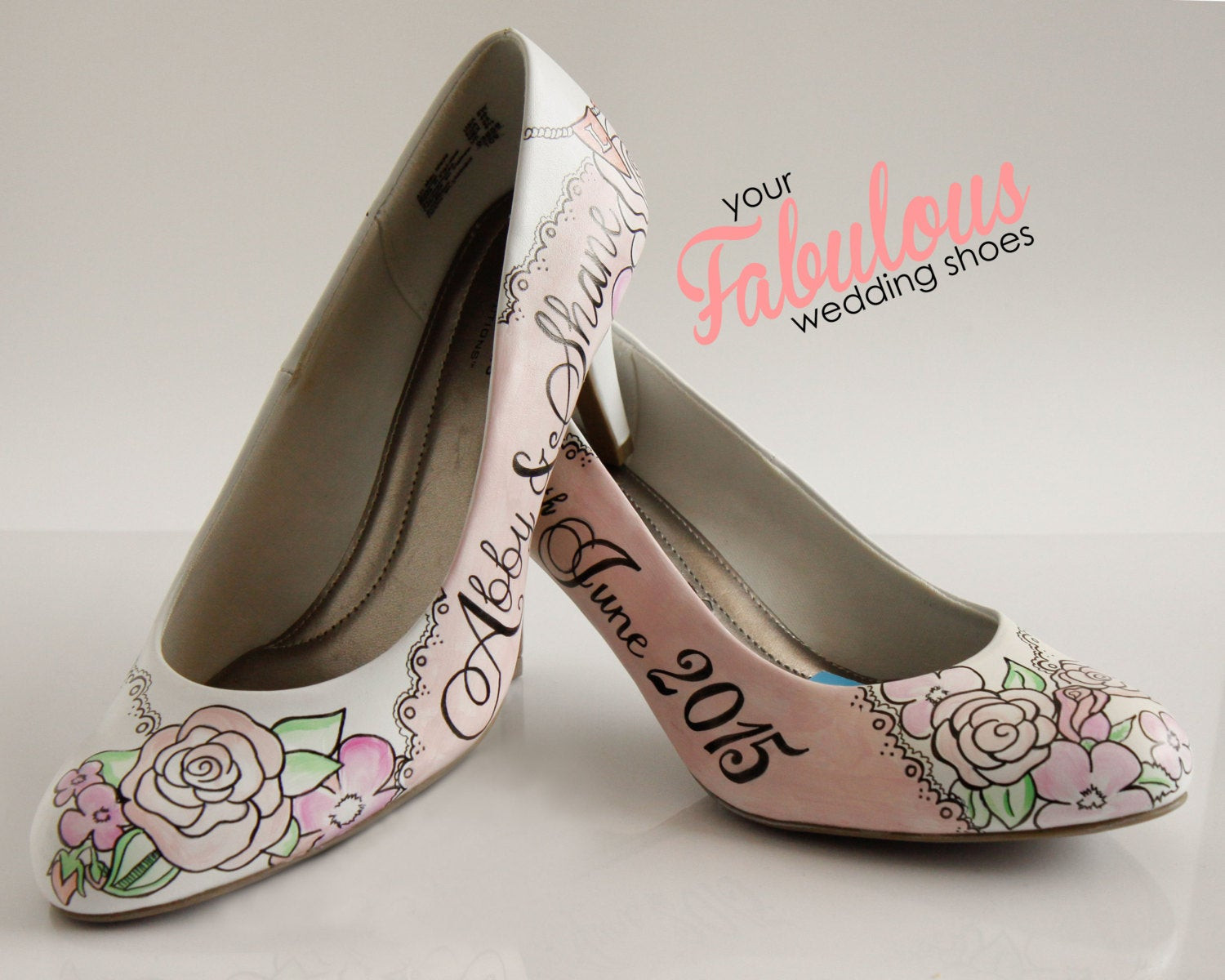Personalized Wedding Shoes
 Personalized Garden Blush Wedding Shoes Rose Quartz Wedding