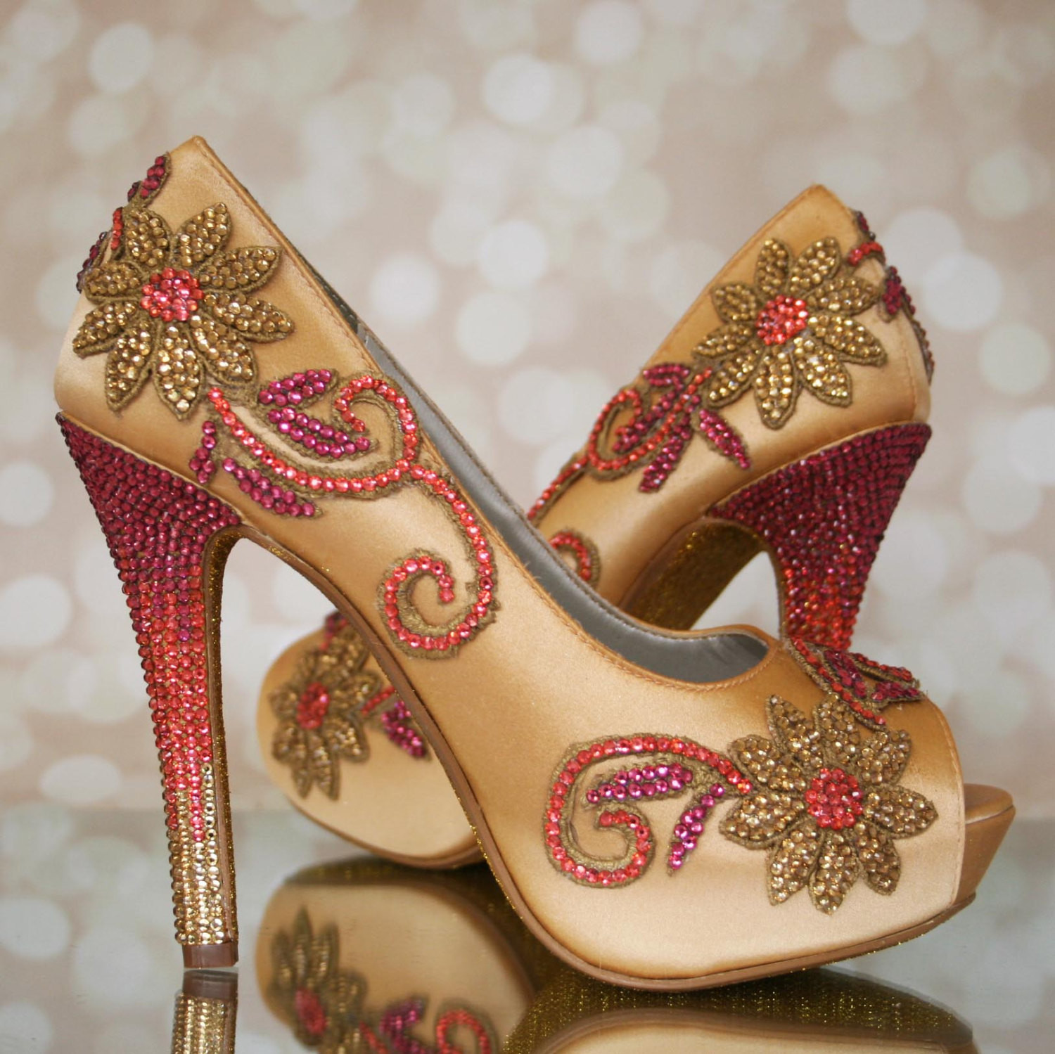 Personalized Wedding Shoes
 Custom Wedding Shoes Gold Platform Peeptoe Custom Wedding