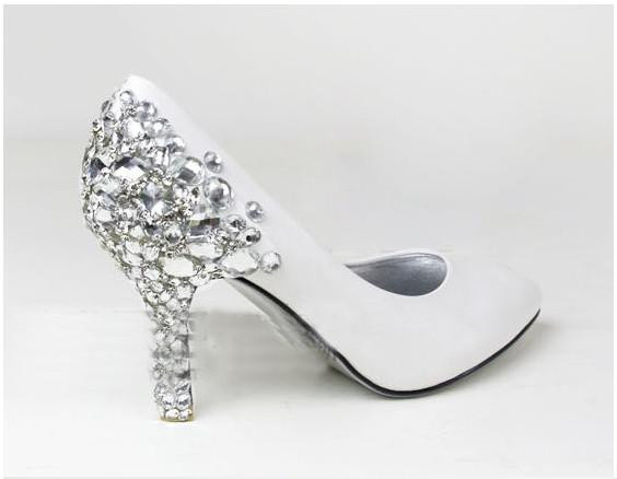 Personalized Wedding Shoes
 2018 Fashion White Diamond Wedding Shoes Bridal Shoes