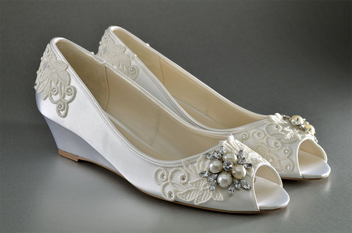 Personalized Wedding Shoes
 Wedding Shoes Lace Wedge Wedding Shoes Custom Wedding Shoes
