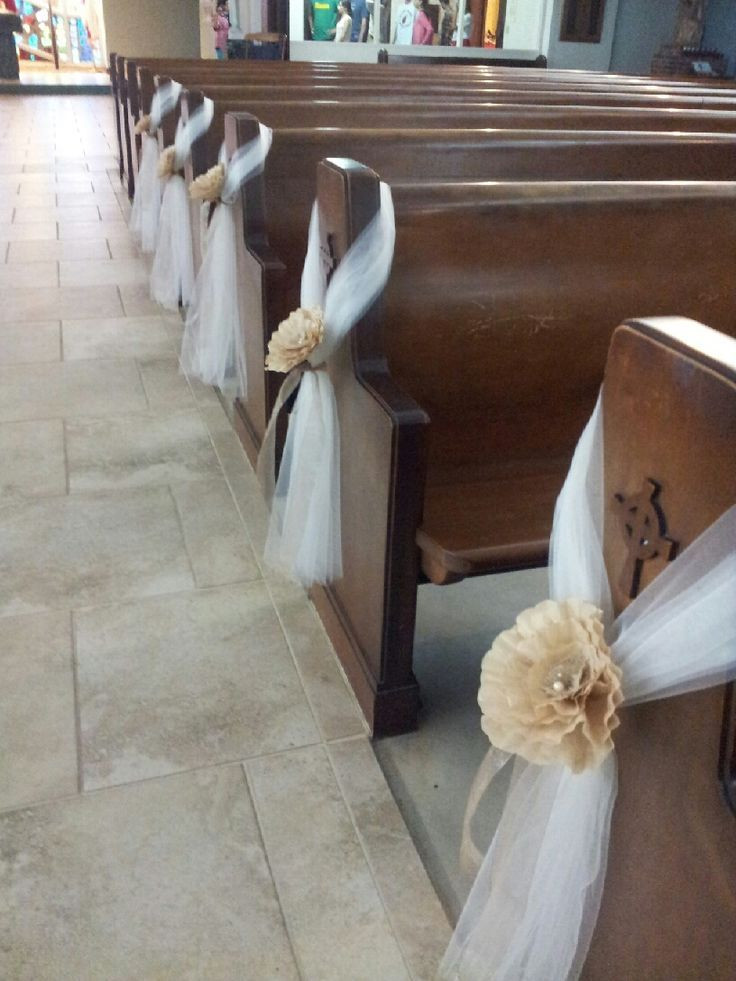 Pew Decorations For Church Wedding
 tulle church pew decoration Google Search