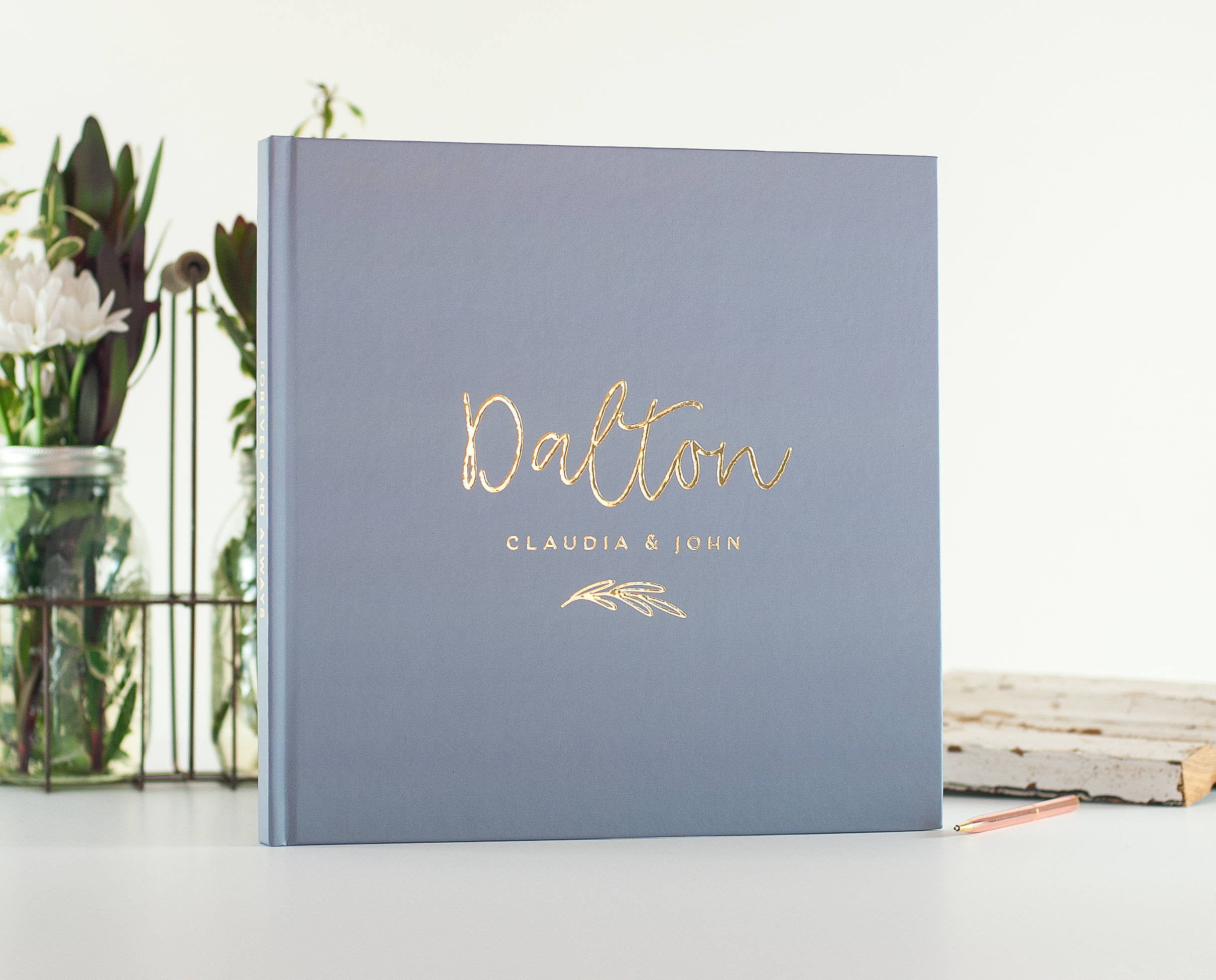 Photo Booth Guest Book Wedding
 Wedding Guest Book Dusty Blue wedding guestbook Gold Foil