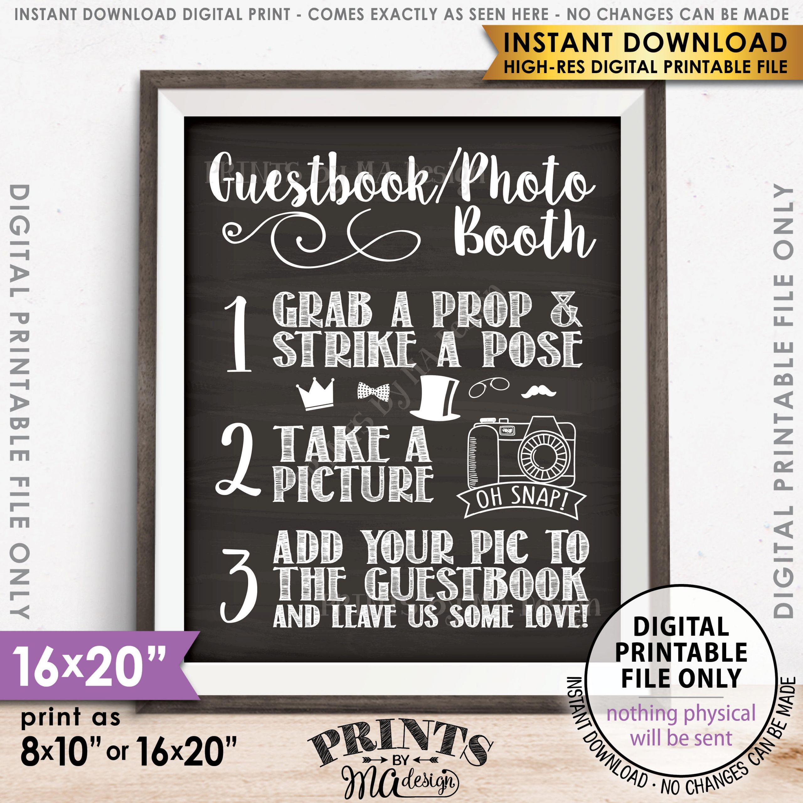 Photo Booth Guest Book Wedding
 Guestbook booth Sign Add photo to the Guest Book Sign
