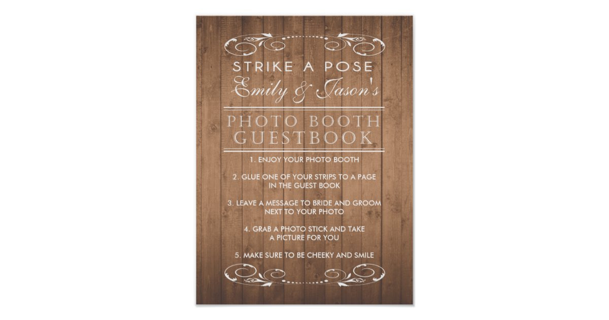 Photo Booth Guest Book Wedding
 Country chic wedding Booth Guest Book sign Poster